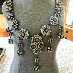 Gorgeous Antique💎🖤 Austrian Crystal Disco Ball Dainty Flower Necklace Set USA
